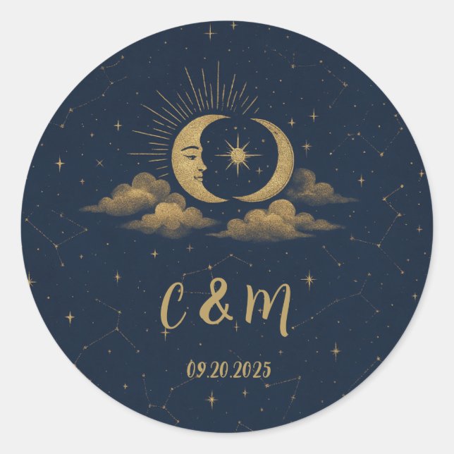 Adesivo Celestial Moon Wedding Envelope Seal (Frente)