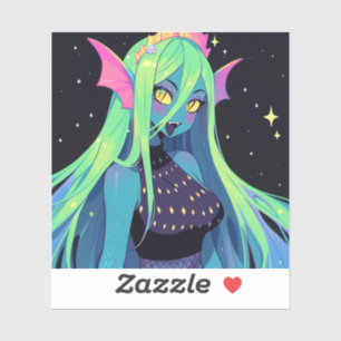 Adesivo Celestial Neon Mermaid - Kawaii Siren Sósmico Vibe