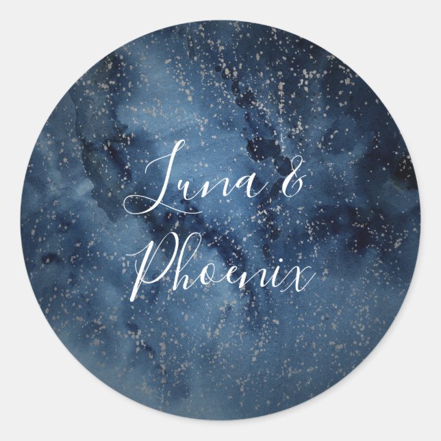 Adesivo Celestial Night Sky | Selos De Envelope De Prata (Frente)