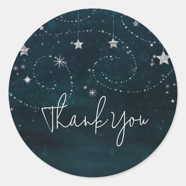 Adesivo Celestial Starry Sky Swirls Chá de fraldas Favor (Frente)