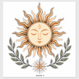 Adesivo Celestial Sun Face Botanical Mystical Art