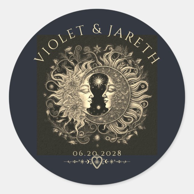 Adesivo Celestial Sun Moon Stars Casamento (Frente)