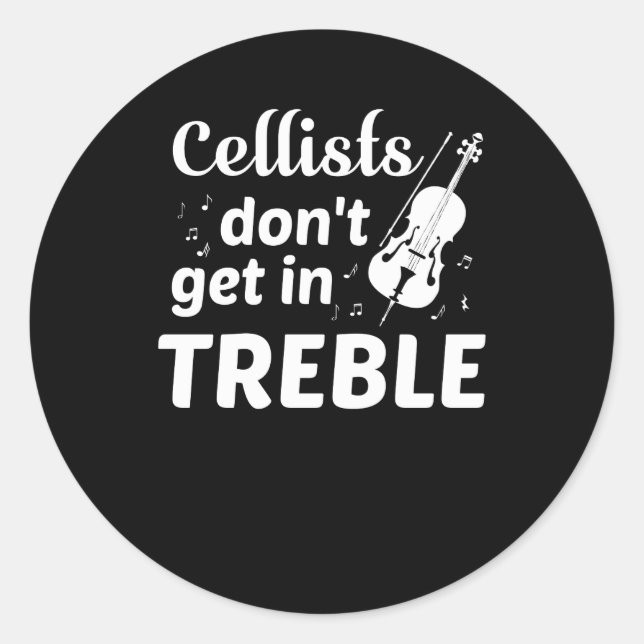 Adesivo Cellists Não Entram No Jogador Cello Treble (Frente)