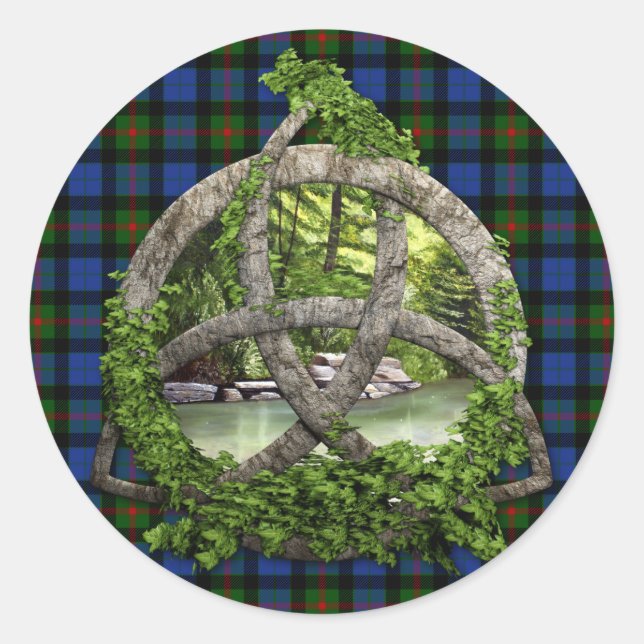 Adesivo Celtic Trinity Knot E Clan Gunn Tartan (Frente)