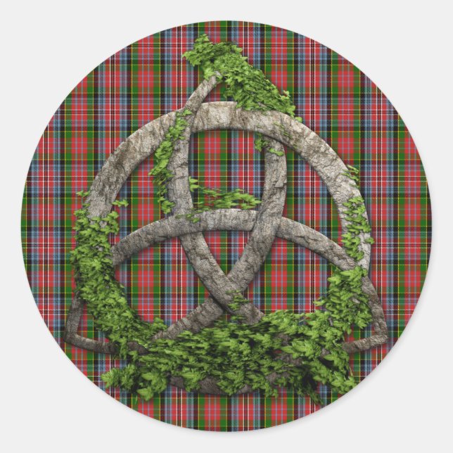 Adesivo Celtic Trinity Knot E Clan MacPherson Tartan (Frente)