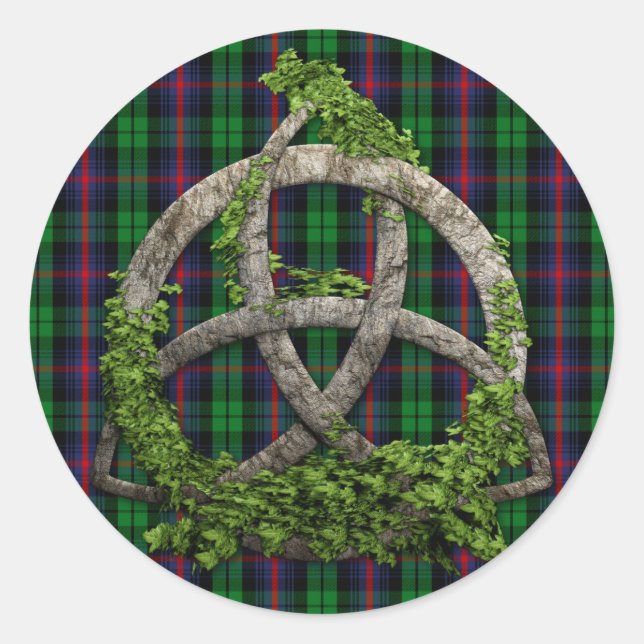 Adesivo Celtic Trinity Knot E Clan Urquhart Tartan (Frente)