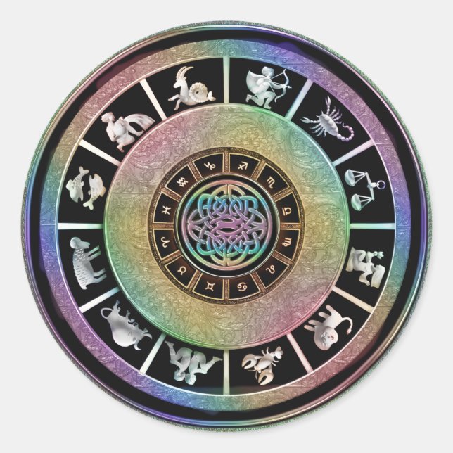 Adesivo Céltico Arco-Íris Zodiac Mandala (Frente)