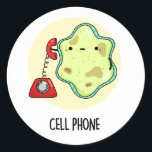 Adesivo Celular Funny Biology Science Pun<br><div class="desc">Celular Engraçado Biology Science Pun apresenta uma linda célula de solteiro usando um telefone vintage. Benny Pun presente para família e amigos que amam biologia,  celulares e trocadilhos.</div>