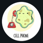 Adesivo Celular Funny Biology Science Pun<br><div class="desc">Celular Engraçado Biology Science Pun apresenta uma linda célula de solteiro usando um telefone vintage. Benny Pun presente para família e amigos que amam biologia,  celulares e trocadilhos.</div>