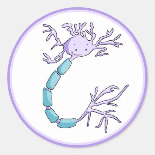 Adesivo Células Neurônios Roxo e Verde Cute Ilustradas