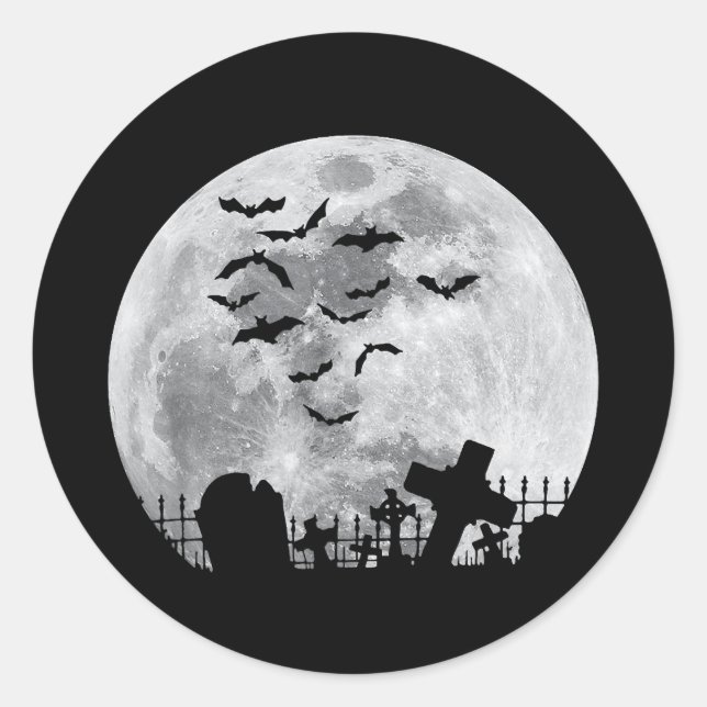 Adesivo Cemitério de lua cheia de Halloween Cemitério de c (Frente)