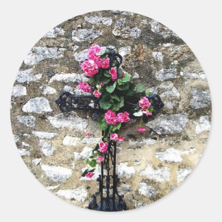 Adesivo Cemitério gótico cruzado com flores
