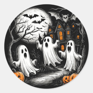 Adesivo Cena Assustadora de Halloween com Fantasmas