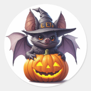 Adesivo Cena Assustadora de Morcego e Abóbora de Halloween