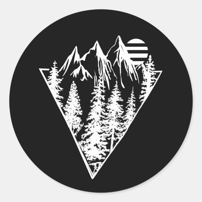 Adesivo Cena de floresta de pinheiros minimalista (Frente)