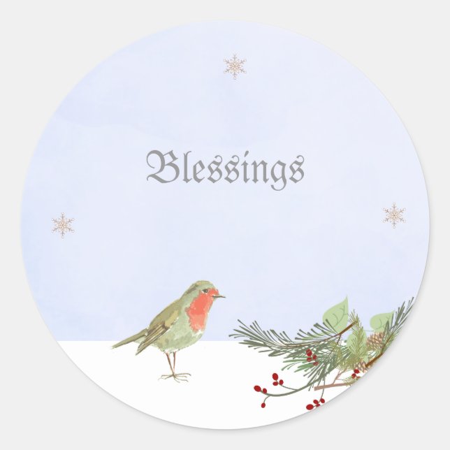 Adesivo Cena de inverno de Natal com Bird Blessings Sticke (Frente)