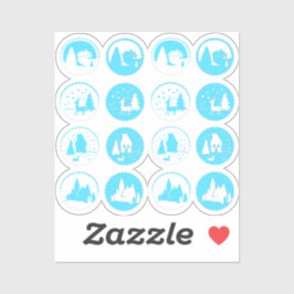 Adesivo Cena de inverno de Natal Contemporânea Definida Az