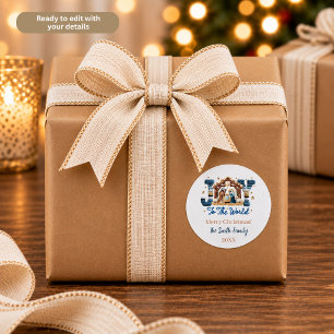 Adesivo Cena de Natal Azul Personalizada 'Alegria para o M