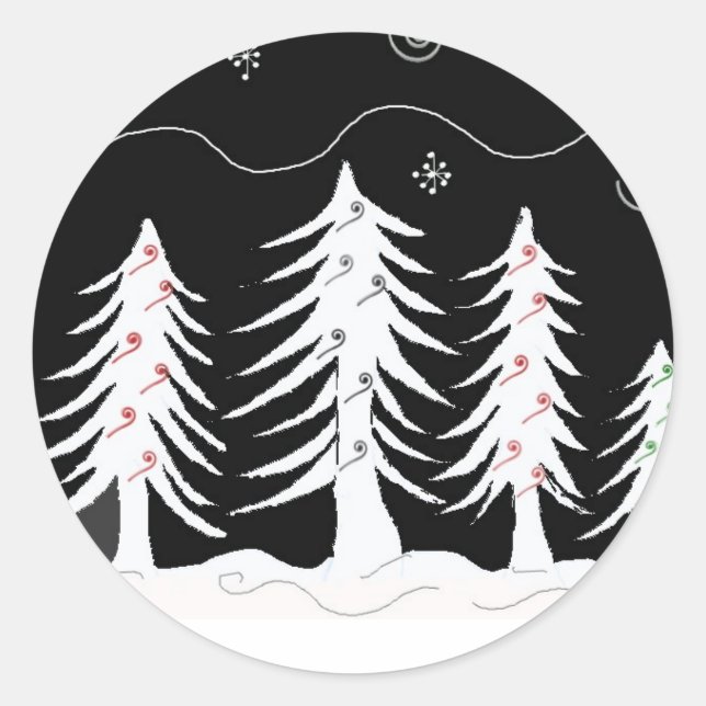 Adesivo Cena de Natal Branco e Preto (Frente)