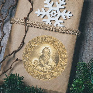 Adesivo Cena de Natal Cristã Dourada Elegante