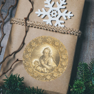 Adesivo Cena de Natal Cristã Dourada Elegante