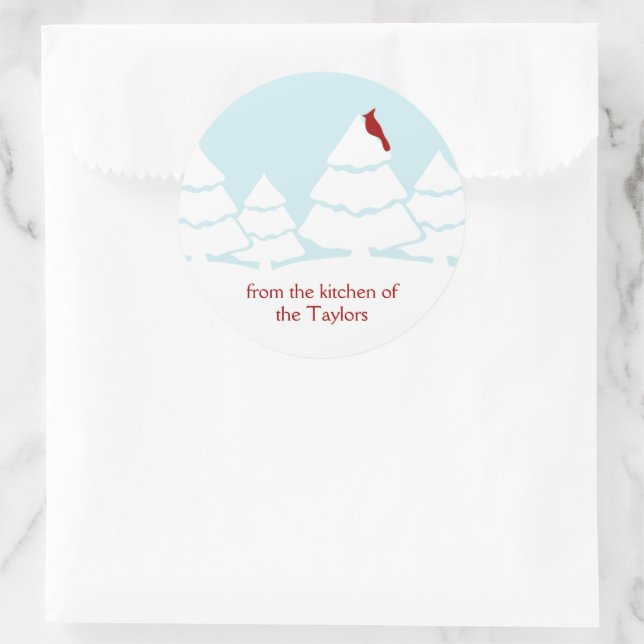 Adesivo Cena de Natal de Pássaro Vermelho Cardinal (Bolsa)