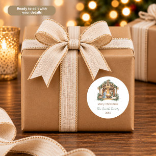 Adesivo Cena de Natal em Aquarela Personalizada