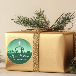 Adesivo Cena de Natal Feliz Natal Verde Religiosa