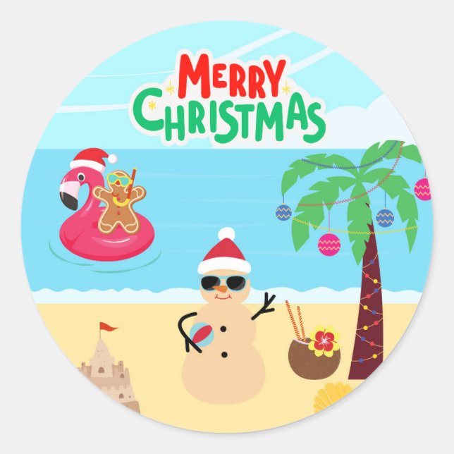 Adesivo Cena de Natal na Praia (Frente)