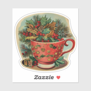 Adesivo Cena de Natal Retro com Caneca em Natureza-Morta
