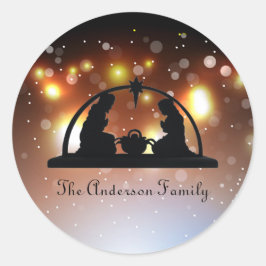 Adesivo Cena de Natividade LIghts - Vinheta de Natal