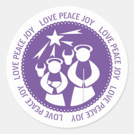 Adesivo Cena de Natividade Roxa Amor, Paz, Alegria Natal
