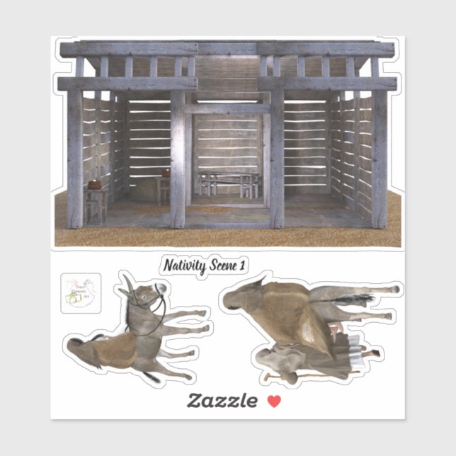 Adesivo Cena de Natividade Vinheta removível vinil Set 1 (Folha)