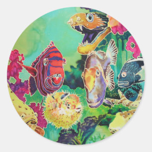 Adesivo Cena de Peixes Tropicais Submarinos