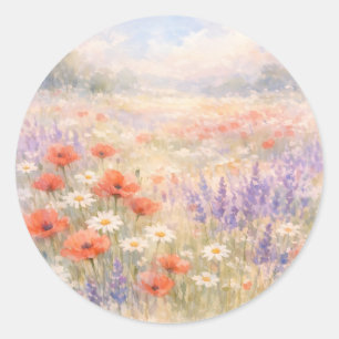 Adesivo Cena de Prado de Flores Silvestres em Aquarela
