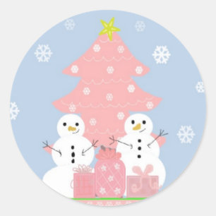 Adesivo Cena do Boneco de Neve Rosa e Azul