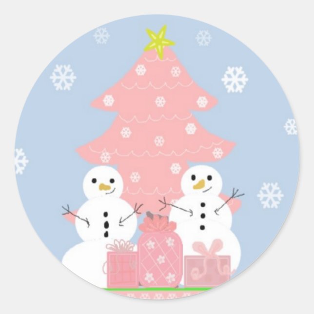 Adesivo Cena do Boneco de Neve Rosa e Azul (Frente)