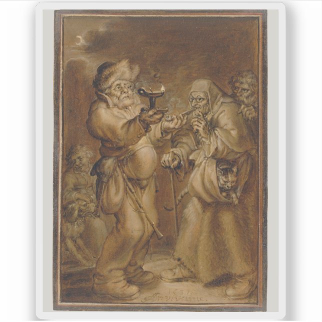 Adesivo Cena Moralizante com Velho e Homem (Frente)