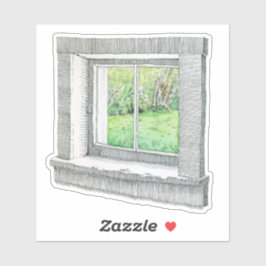 Adesivo Cena Natureza da Tinta desenhada à mão e da Janela