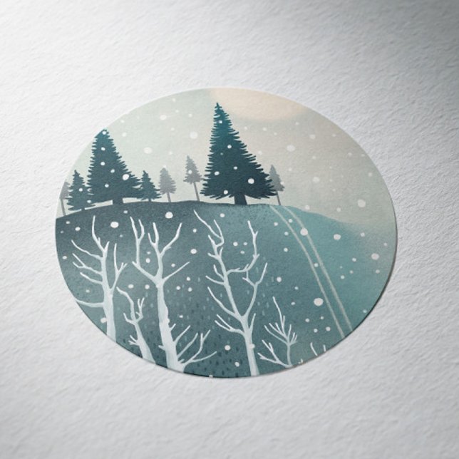 Adesivo Cena Pacífica de Floresta de Inverno | Natal (Criador carregado)