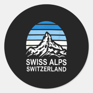 Adesivo Cena retrô dos Alpes suíços com céu listrado