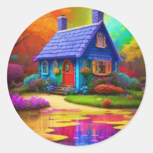 Adesivo Cenário Colorido com Algodão e Lago-57577