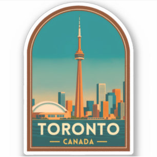 Adesivo Cenário da Silhueta de Toronto Canadá Viagens Vint