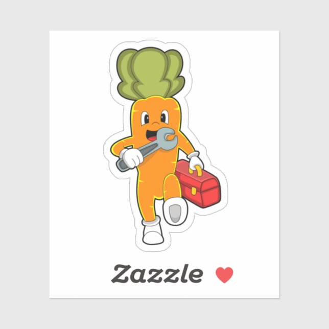 Adesivo Cenoura como Mecânica com Caixa de Ferramentas (Folha)