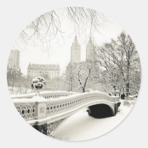 Adesivo Central Park Winter - Snow on Arco Bridge