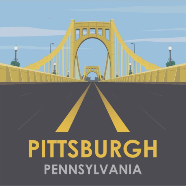 Adesivo Centro Pittsburgh, Viagens vintage PA Bridge (Frente)