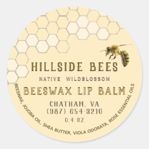 Adesivo Cera de abelha Selvagem Lip Balm Label Honeycomb &