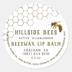 Adesivo Cera de abelha Selvagem Lip Balm Label Honeycomb &