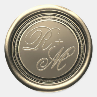 Adesivo Cera Dourada do Monograma de Casais Personalizados