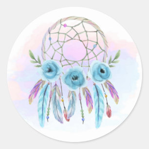 Adesivo Cercador de Sonhos Aquarela Penas Rústico Boho Chi
